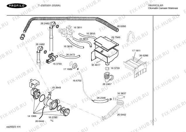 Схема №3 T-23253 с изображением Кабель для стиральной машины Bosch 00266350