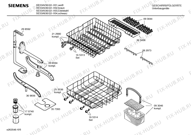 Взрыв-схема посудомоечной машины Siemens SE53A530 - Схема узла 06