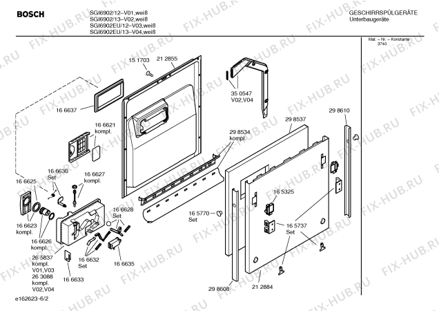 Схема №6 SHI6902EU с изображением Вкладыш в панель для посудомойки Bosch 00298975