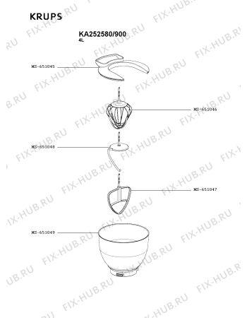 Взрыв-схема кухонного комбайна Krups KA252580/900 - Схема узла QP005863.4P2