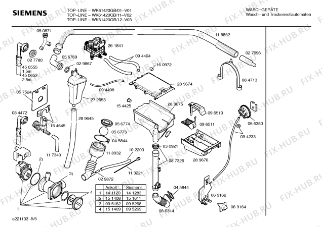 Схема №5 WK61420GB TOPLINE с изображением Инструкция по эксплуатации для стиралки Siemens 00519910