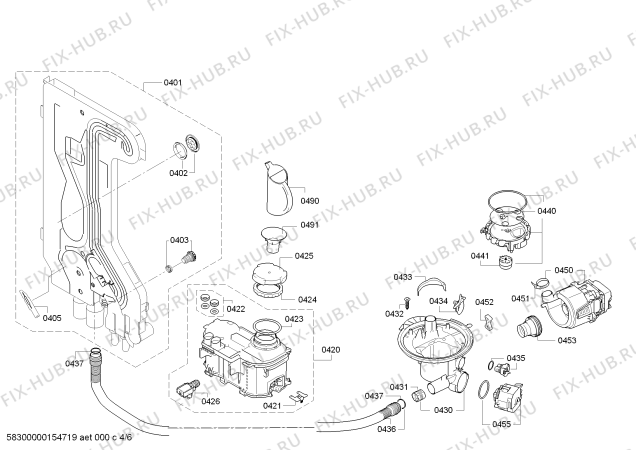 Взрыв-схема посудомоечной машины Bosch SMV50M40EU - Схема узла 04