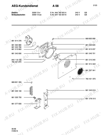Взрыв-схема плиты (духовки) Aeg COMP. 30581B-W GB - Схема узла Section7