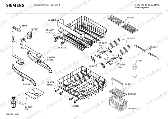 Взрыв-схема посудомоечной машины Siemens SE35230SK - Схема узла 06