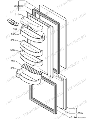 Взрыв-схема холодильника Corbero FC1850X - Схема узла Door 003