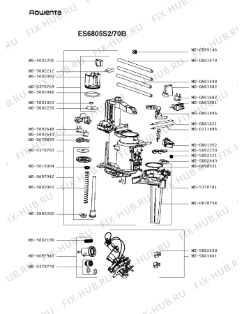 Взрыв-схема кофеварки (кофемашины) Rowenta ES6805S2/70B - Схема узла 9P003406.5P2