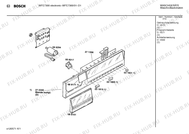 Схема №6 WFE7300 WFE7300 ELECTRONIC с изображением Ручка для стиралки Bosch 00088101