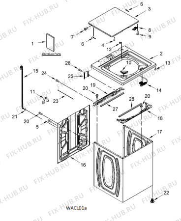 Схема №4 4KATW5215FW с изображением Обшивка для стиралки Whirlpool 488000522022