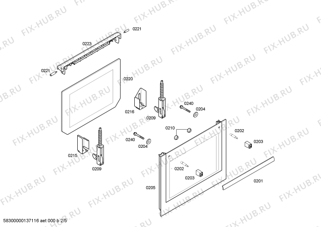 Взрыв-схема плиты (духовки) Bosch HBA20B450E - Схема узла 02