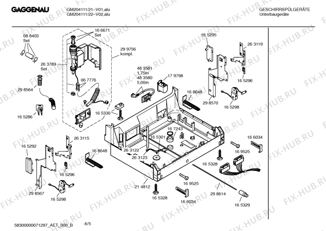 Схема №5 GM204111 с изображением Инструкция по эксплуатации Gaggenau для электропосудомоечной машины Bosch 00580541