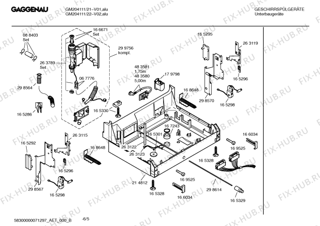 Схема №5 GM204111 с изображением Инструкция по эксплуатации Gaggenau для электропосудомоечной машины Bosch 00580542