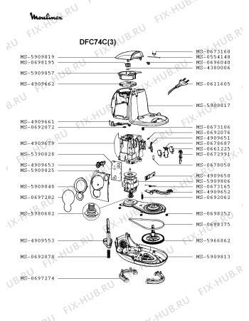 Взрыв-схема кухонного комбайна Moulinex DFC74C(3) - Схема узла ZP002962.7P3