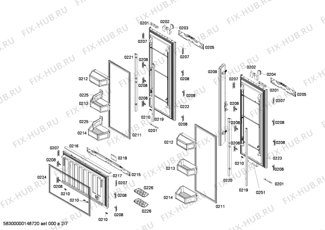 Схема №7 T36BT71FS с изображением Стеклопанель для холодильника Bosch 00684950