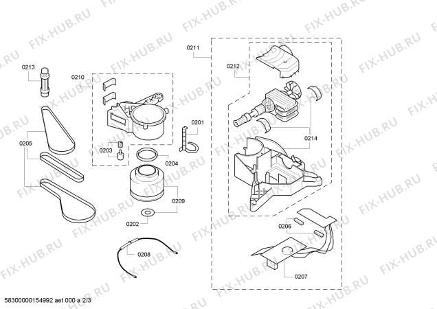 Взрыв-схема кухонного комбайна Bosch MUM7010 CONCEPT 7000 electronic - Схема узла 02