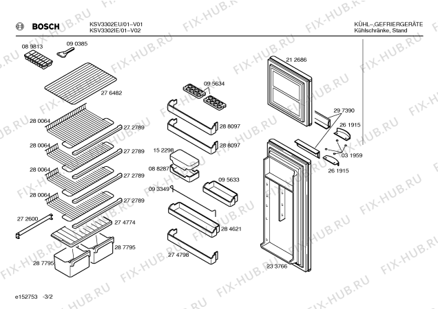 Взрыв-схема холодильника Bosch KSV3302IE - Схема узла 02