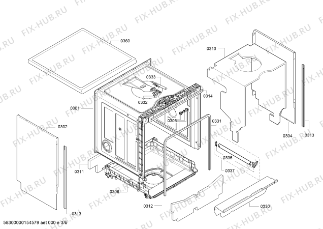 Схема №6 SMS50E12FF с изображением Панель управления для посудомоечной машины Bosch 00741726