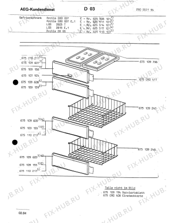 Взрыв-схема холодильника Aeg ARC280GST - Схема узла Internal parts refrigerator