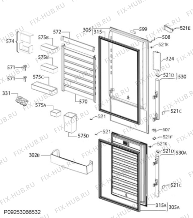 Взрыв-схема холодильника Electrolux EN93889MW - Схема узла Door 003