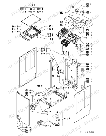 Схема №1 AWT 5108/1 с изображением Обшивка для стиральной машины Whirlpool 481245212352