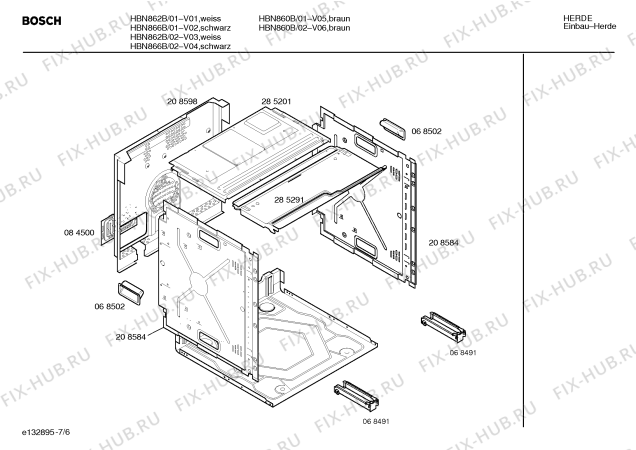 Взрыв-схема плиты (духовки) Bosch HBN862B - Схема узла 06