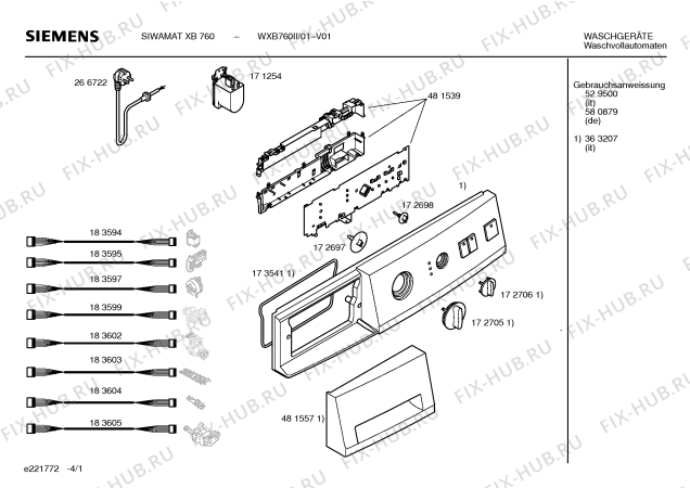 Схема №3 WXB760II SIWAMAT XB760 с изображением Панель управления для стиралки Siemens 00363207