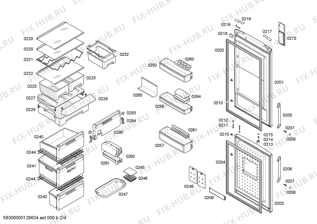 Схема №3 KGN36P90 с изображением Дверь для холодильной камеры Bosch 00246379