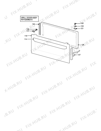 Взрыв-схема плиты (духовки) Parkinson Cowan L50GXWNG - Схема узла H10 Grill door assy