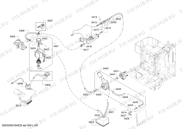 Схема №6 TES51553DE VeroCafe LattePro с изображением Крышка для электрокофемашины Bosch 12006541