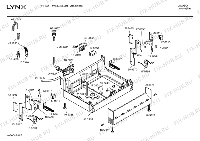 Взрыв-схема посудомоечной машины Lynx 4VS172BB VS172 - Схема узла 05