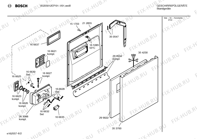 Взрыв-схема посудомоечной машины Bosch SGS5012EP - Схема узла 02