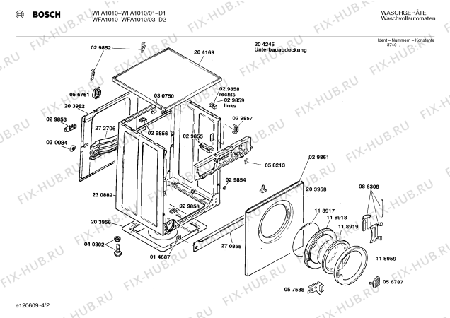 Схема №2 WFA1010 с изображением Программная индикация для стиральной машины Bosch 00058729