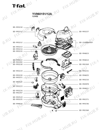 Схема №1 YV960151/12A с изображением Тэн для электротостера Seb SS-994013