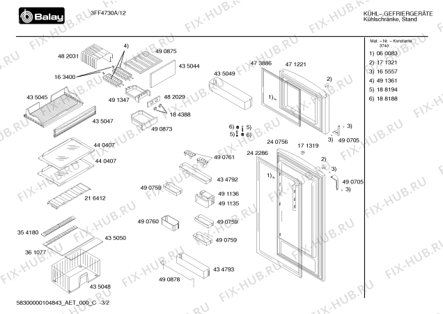Схема №2 3FF4730A с изображением Инструкция по эксплуатации для холодильника Bosch 00592564