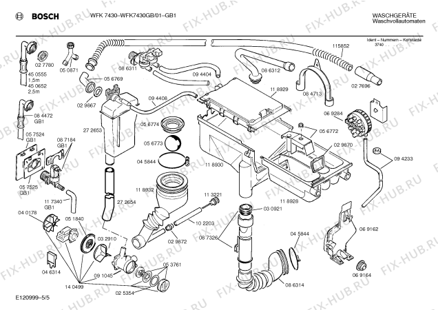 Взрыв-схема стиральной машины Bosch WFK7430GB WFK7430 - Схема узла 05