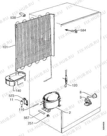Взрыв-схема холодильника Rex RD25SEX - Схема узла Cooling system 017