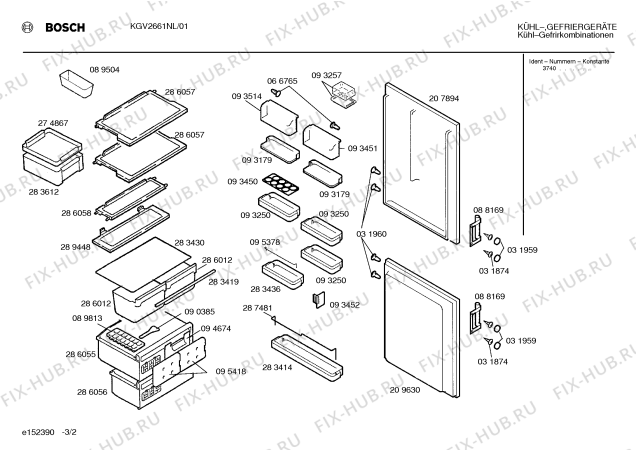 Взрыв-схема холодильника Bosch KGV2661NL - Схема узла 02