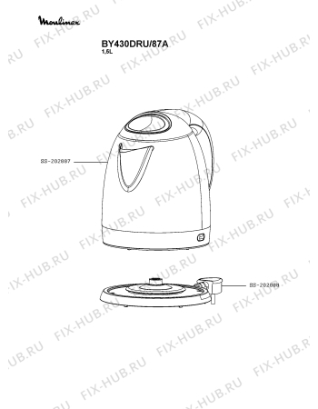 Схема №1 KI431DKR/87A с изображением Корпусная деталь для чайника (термопота) Tefal SS-202888