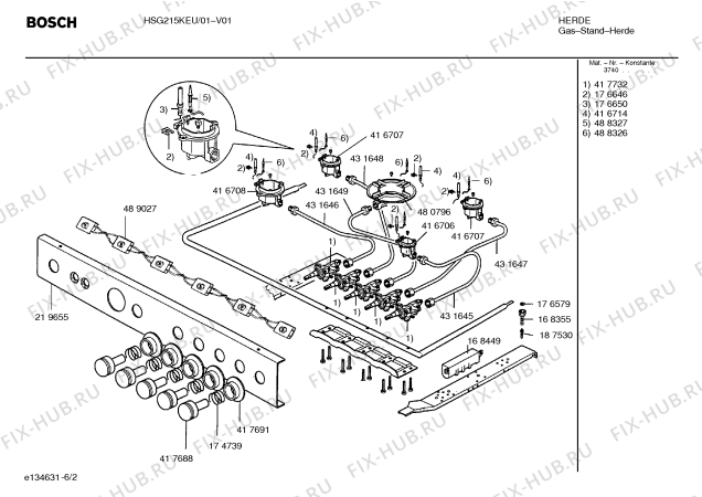 Взрыв-схема плиты (духовки) Bosch HSG215KEU Bosch - Схема узла 02
