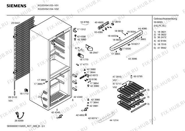 Схема №2 KG36V640 с изображением Инструкция по эксплуатации для холодильника Siemens 00598093