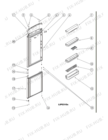 Взрыв-схема холодильника Hotpoint-Ariston RMB11851F (F046115) - Схема узла