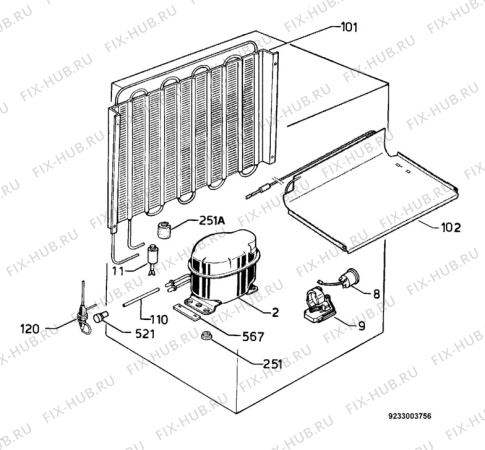 Взрыв-схема холодильника Elektra Bregenz KT51 - Схема узла Cooling system 017