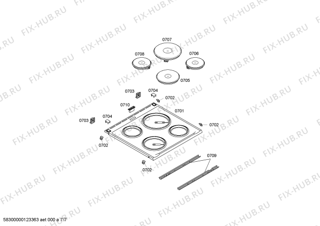Взрыв-схема плиты (духовки) Siemens HS421201 - Схема узла 07