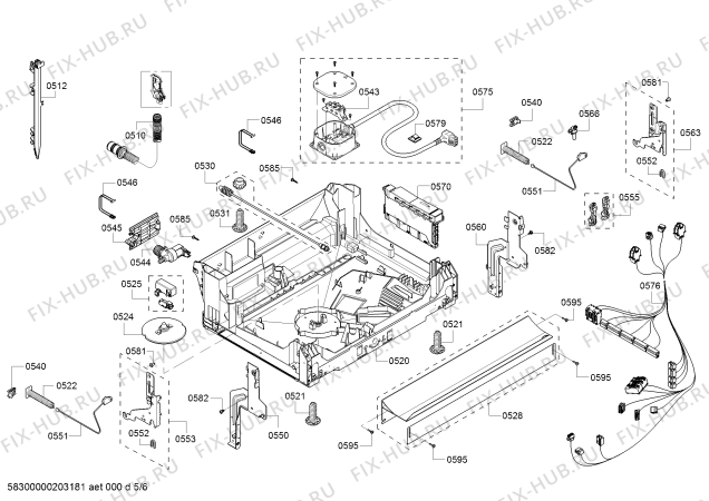 Взрыв-схема посудомоечной машины Bosch SHX89PW55N, SuperSilencePlus 39dBA - Схема узла 05