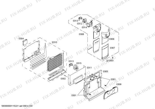 Взрыв-схема холодильника Bosch KGU34175EU - Схема узла 03