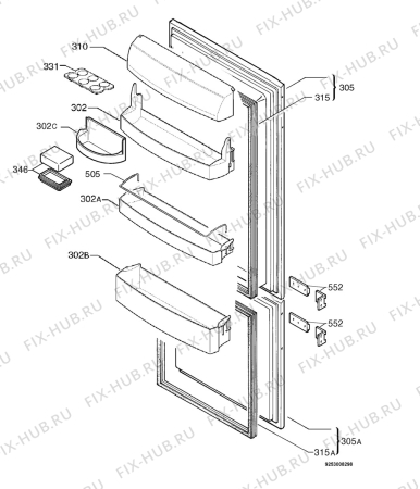 Взрыв-схема холодильника Juno Electrolux JKG7488 - Схема узла Door 003