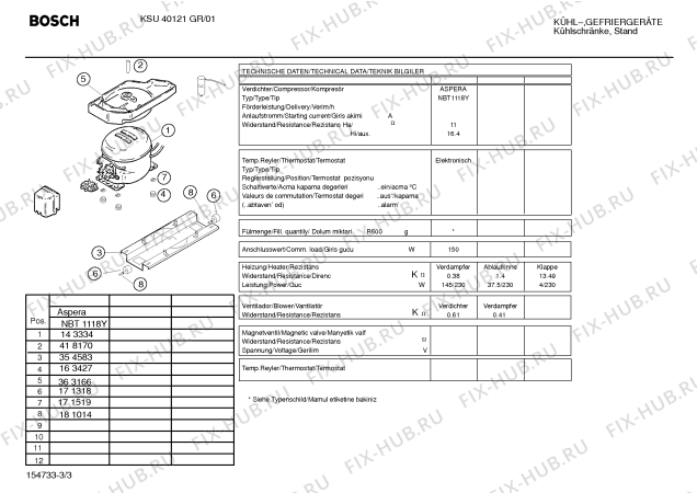 Схема №3 KSU40120GR с изображением Инструкция по эксплуатации для холодильника Bosch 00580938