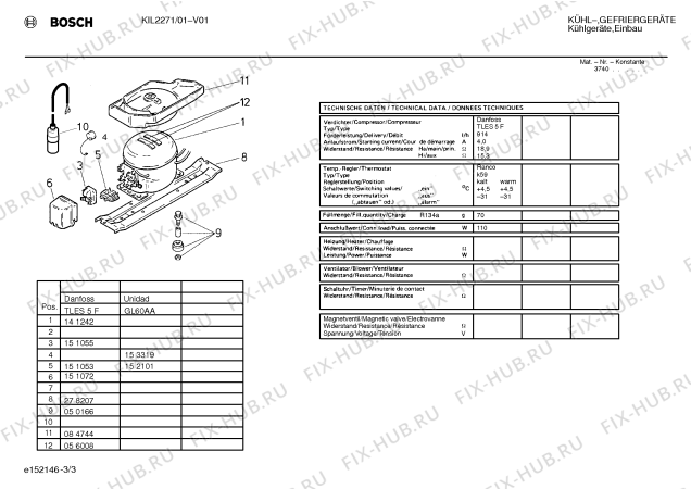 Взрыв-схема холодильника Bosch KIL2271 - Схема узла 03