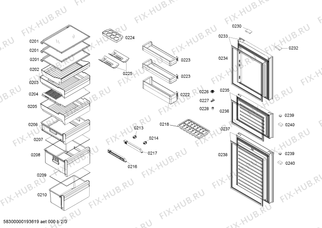 Схема №3 KGF28A22EC с изображением Дверь для холодильника Bosch 00715353