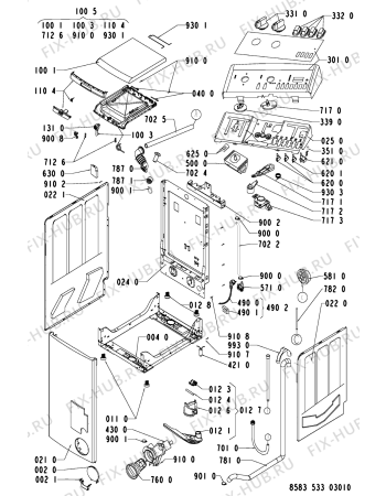 Схема №2 WATS 5330/1 с изображением Микропереключатель для стиралки Whirlpool 481228219524