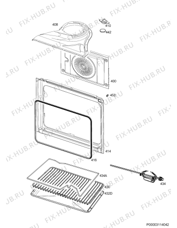 Взрыв-схема плиты (духовки) Electrolux EEC43402OX - Схема узла Oven